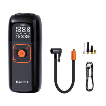 Suitu Portable Cordless Electric Car Air Pump with Built-in LED Light 6000mAh Battery 120W Car Inflator for Car Motorcycle Bike Ball