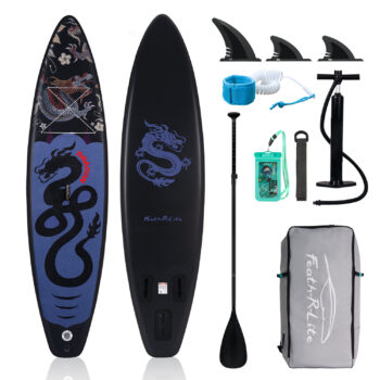 [EU Direct] Funwater 335CM Inflatable Stand Up Paddle Board Surfboard 12-15PSI Maximum Load 165KG Stand Up Portable Surfboard With Adjustable Paddle