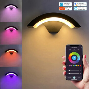 9W Arc Shape Tuya WiFi Wall Light RGBW Color Change and Dimming Works with Smart Life APP Google Home and Alexa Voice Control