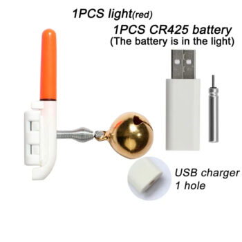 ZANLURE Fish Bite Alarm Bell Light USB Charger CR425 3.6V Battery Sensor Lamp Alarm Night Tool Kit Pesca Rod Luminous Tackle with Flash LED