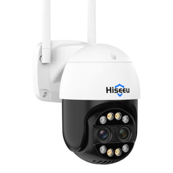 Hiseeu 4MP+4MP Dual Lens Wifi PTZ IP Camera 2.8+12mm 8X Zoom CCTV Video Surveillance Camera Color Night Vision Ai Human Cam