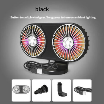 Dual-head Car Fan USB Electric Cool Fan Multi-function Car Air Outlet Dashboard Mini Fan Car Electrical Appliances