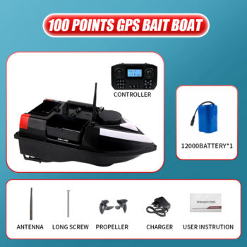 ZANLURE GPS Smart Fishing Bait Boat 500m Distance Dual Motor 2KG Loading Wireless Remote Control 7-Color Lighting Memory Positioning Points Bait Boats for Fishing