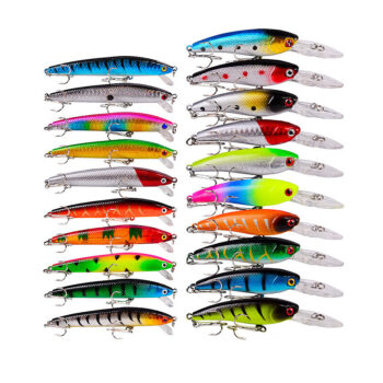 ZANLURE 20pcs Set 3D Eyes Bass Shape Fishing Crankbait Kit Hard Lures Freshwater Saltwater Japan Sea Fishing Lures