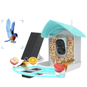 ZANLURE Smart Solar Rechargeable Bird Feeder Camera 1080P HD Live Stream Video Files Sharing Real-time Motion Detection Auto-capture AI Birds Recognition IP65 Waterproof Wildlife Photography