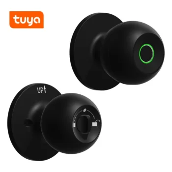 Tuya Bluetooth Spherical Smart Fingerprint Lock Smart Door Knob Digital Electronic Door Knob Rechargeable Biometric Fingerprint Door Lock with Tuya App Control Key for Office Home