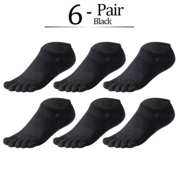 6 Pairs Pure Cotton Five Finger Short Socks Men Sweat Absorbent Antibacterial Breathable Mesh Boat Socks Running Sports Toe Sock