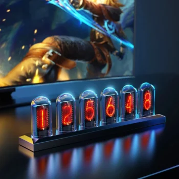 RGB Nixie Tube Clock LED Glows IPS Color Screen DIY Analog Digital Tube Night Lights Gaming Desktop for Home Decoration Gift Idea