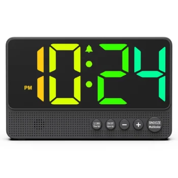 LED Digital Alarm Clock with Colorful Lights USB Charging Alarm Clock for Bedroom Small LED Digital Clock with Large Number for Bedside/Desk/Living Room and Kids/Boys/Teens/Seniors/Heavy Sleepers