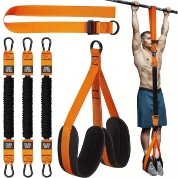 210lbs Resistance Band Adjustable Weight Size Pull Up Assistance Bands with Fabric Foot Knee Rests for Pull-Up Assistance