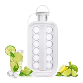 Portable Ice Hockey Pot 2 In 1 Water Bottle Ice Ball Machine Bottle Reusable Round Ice Cube Molds For Whiskey Juice Cocktails Kitchen Bar Ice Tools