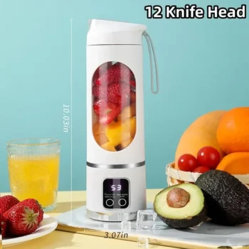 450ml Fruit Juicer 8 Blades 3 Gears USB Rechargeable Portable Blender Ice Blender for Shakes and Smoothies Powerful Motor Digital Display Juice Cup