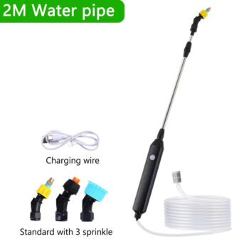 Portable Electric Garden Sprayer 2400mAh Spray Wand Gardening Sprayer Irrigation Tool USB Rechargeable Telescopic Handle with 3 Nozzles for Yard Plant