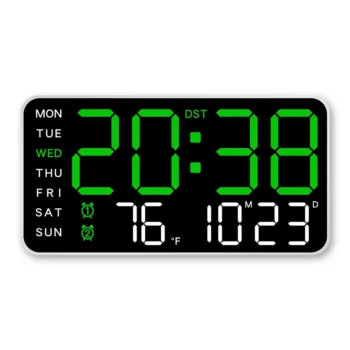 Multi-function LED Digital Wall Clock Borderless Electronic Clock Multifunctional Hanging Standing Clock Simple Digital Clock Display Living Room Wall Clock