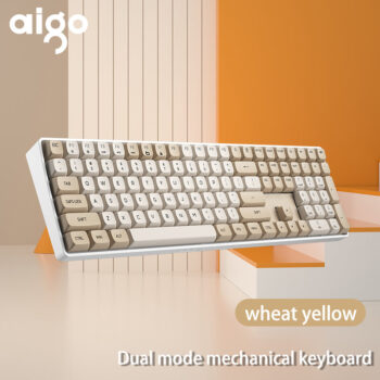 Aigo A108 Gaming Mechanical Keyboard 110 Key Hot Swap 2.4G Wireless Type-c Wired Yellow Switch Rechargeable Gamer Keyboard