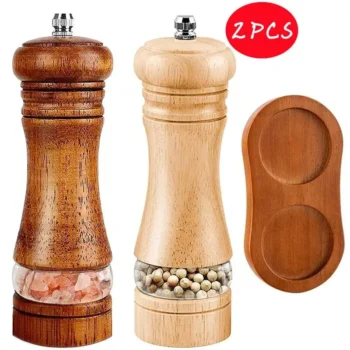 6 Inch Salt and Pepper Grinder Set Pepper Mill Hand Fresh Grind Seasoning Bottle Ceramic Core Solid Wood Pepper Grinder