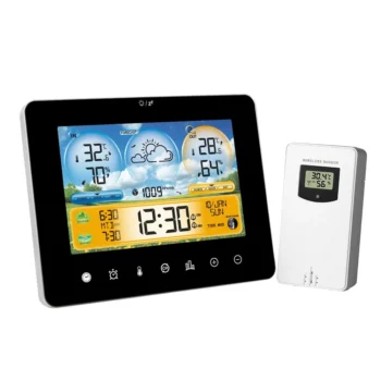 Multifunctional Touchscreen Weather Station Alarm Clock Wireless Weather Station Color Screen Touch Screen Alarm Clock Hygrometer Thermometer Sun Weather Barometer Tidal Forecast Sensor