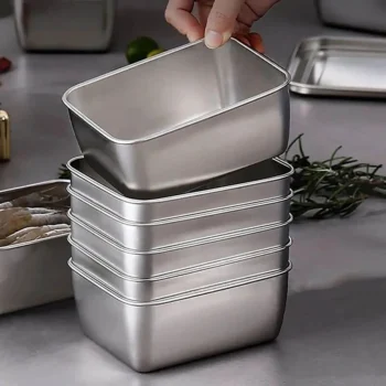 6Pcs/set Sealed Storage Box Set with Lid 316 Stainless Steel Fresh-Keeping Box Vegetables Fresh Refrigerator Food Kitchen Organizer Storage Container Crisper