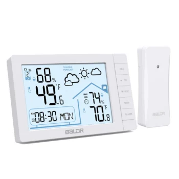 BALDR Weather Station Digital Thermometer Hygrometer Clock Small Weather Station Electronic Thermometer And Hygrometer With Temperature Humidity Time And Week Function