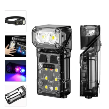 1200Mah Headlamp Sensor Capable 180° Rotatable LED Type-C USB Rechargeable Head Torch 57g Super Light EDC Keychain Flashlight 4-Mode Super Bright Headlight for Outdoor Cycling Adventure Fishing