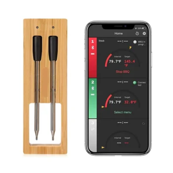 BBQ Probe Wireless Bluetooth BBQ Thermometer Kitchen Food Barbecue Thermometer Smart Cooking Thermometer 165ft Remote Meat Food Thermometer Instant Read