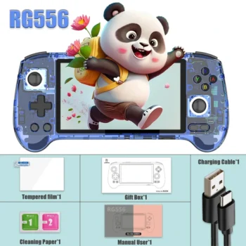 ANBERNIC RG556 Retro Handheld Game Console 64bit Android 13 System Unisoc T820 5.48-inch AMOLED Screen Hall Joystick Game Player