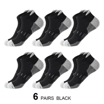 6 Pairs Mens Athletic Ankle Socks Running Cycling Sport Socks Moisture Wicking Cushion High Elastic Short Socks Comfy Breathable Casual Socks