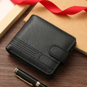 Men Short Wallet Bifold PU Leather Wallet Hasp Coin Purse Credit ID Card Holder Billfold Purse Money Bag