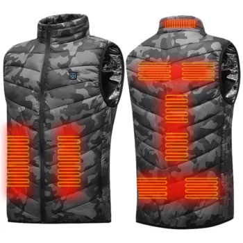 TENGOO HV-09C Heated Vest 9 Heating Areas Camouflage Oversized Men Winter Vest Self Heating Vest Usb Electric Thermal Vest Jacket Outdoor Vest