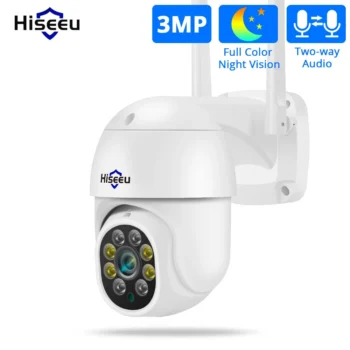 Hiseeu WHD303 3MP WIFI Outdoor Camera 1536p 5x Digital Zoom PTZ IP Audio Camera P2P OnVIF CCTV Monitoring Wireless CCTV System