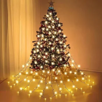 6.6 FT 16 Lines 400LED 8 Modes Christmas Tree Lights Decoration Tree Top Lights String Courtyard Garden Outdoor Waterproof Waterfall Lights LED Lights